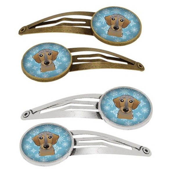 Carolines Treasures Snowflake Wirehaired Dachshund Barrettes Hair Clips, Set of 4, 4PK BB1667HCS4